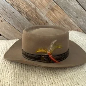 【激レア✨】ヴィンテージ STETSON revenger beaver hat Stetson Revenger 3X Beaver Cowboy Hat With Tooled Leather Band